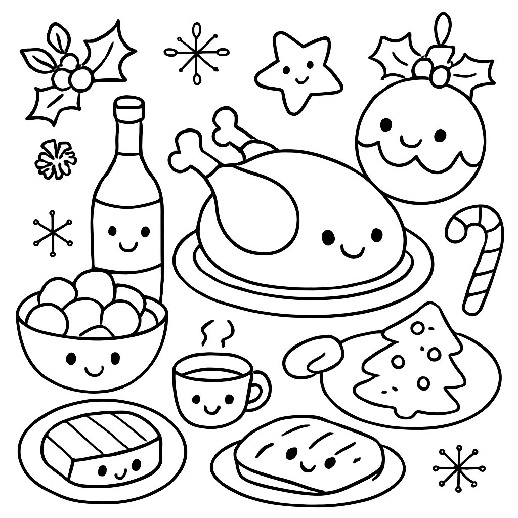 Comida De Navidad para colorear Dibujos para colorear e imprimir Comida De Navidad