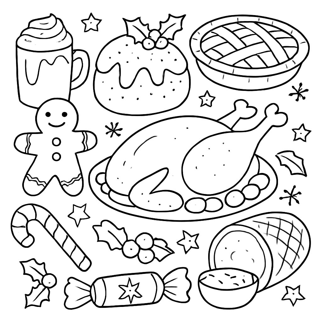 Comida De Navidad para colorear Dibujos para colorear e imprimir Comida De Navidad