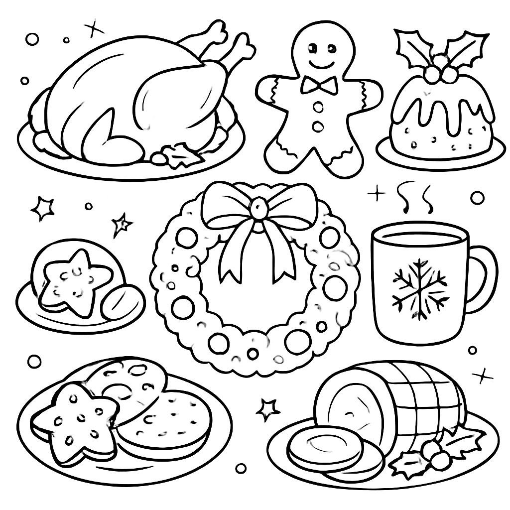 Comida De Navidad para colorear Dibujos para colorear e imprimir Comida De Navidad