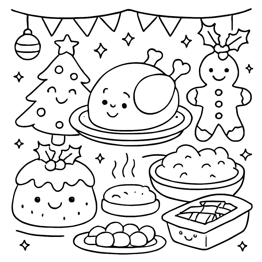 Comida De Navidad para colorear Dibujos para colorear e imprimir Comida De Navidad