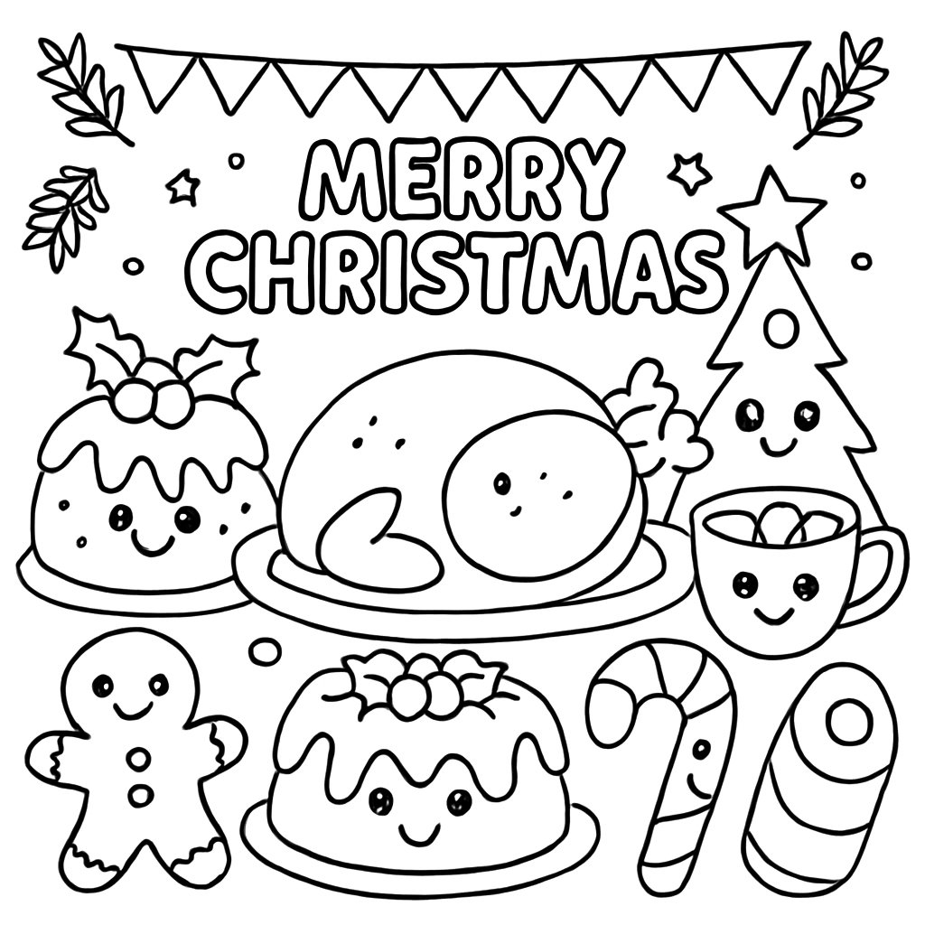 Dibujos para colorear e imprimir Comida De Navidad