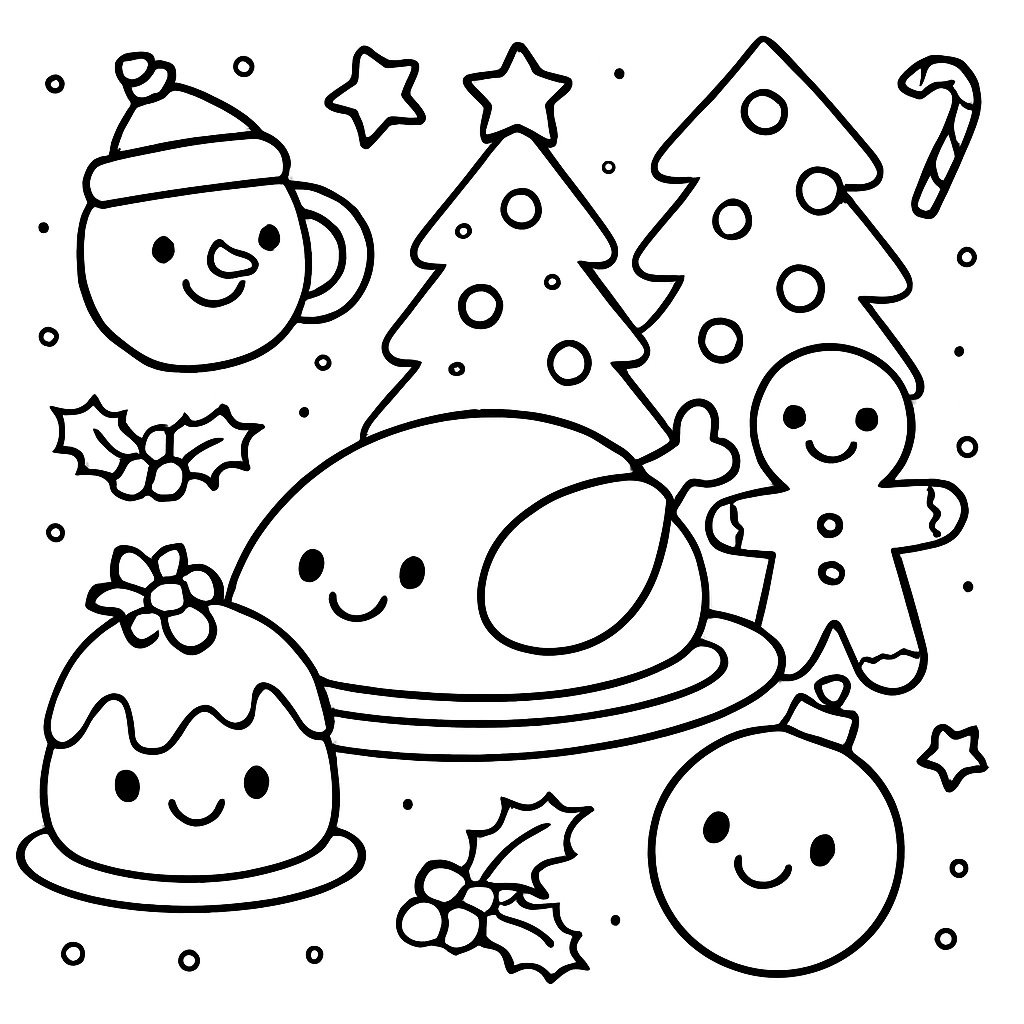 Dibujos para colorear e imprimir Comida De Navidad