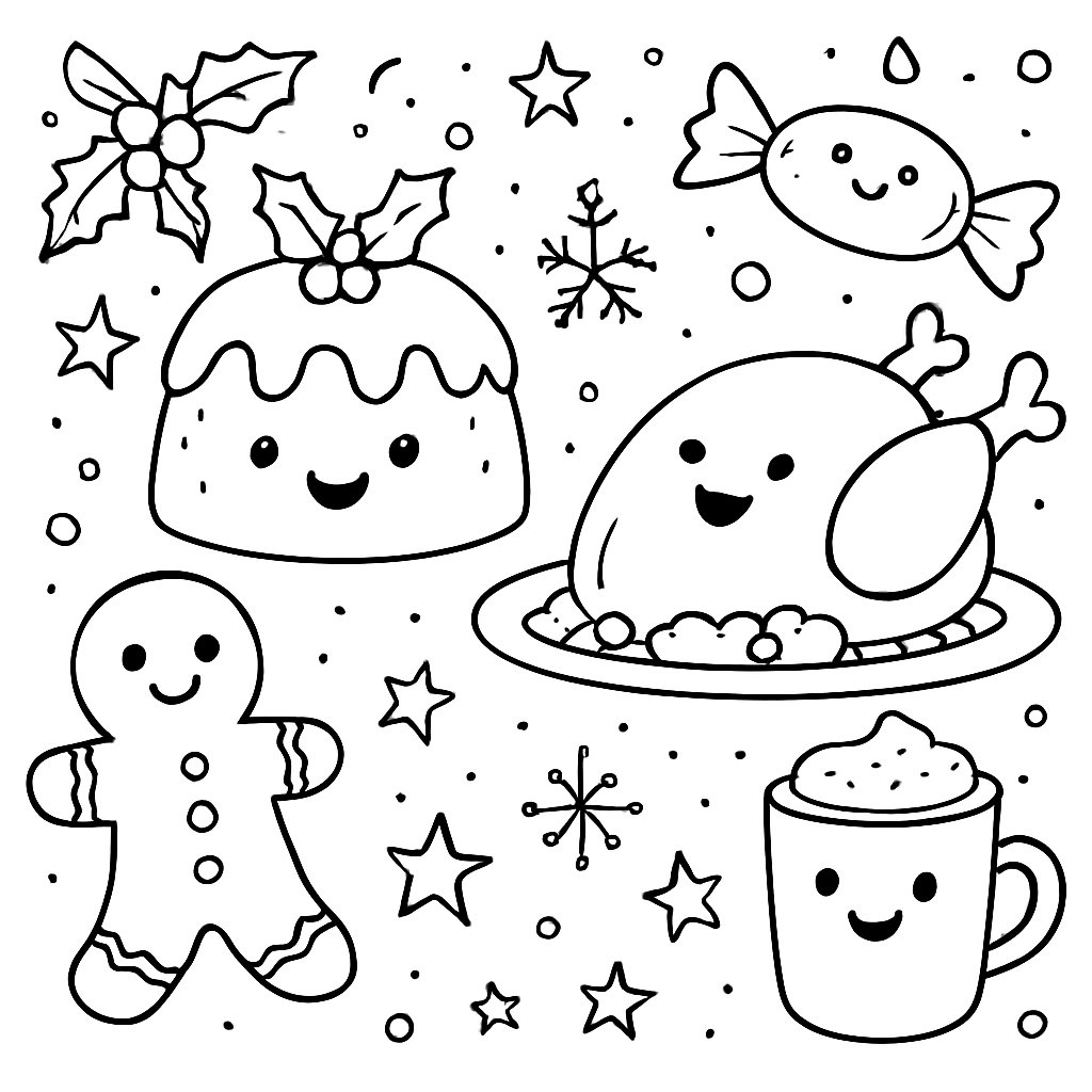 Dibujos para colorear e imprimir Comida De Navidad