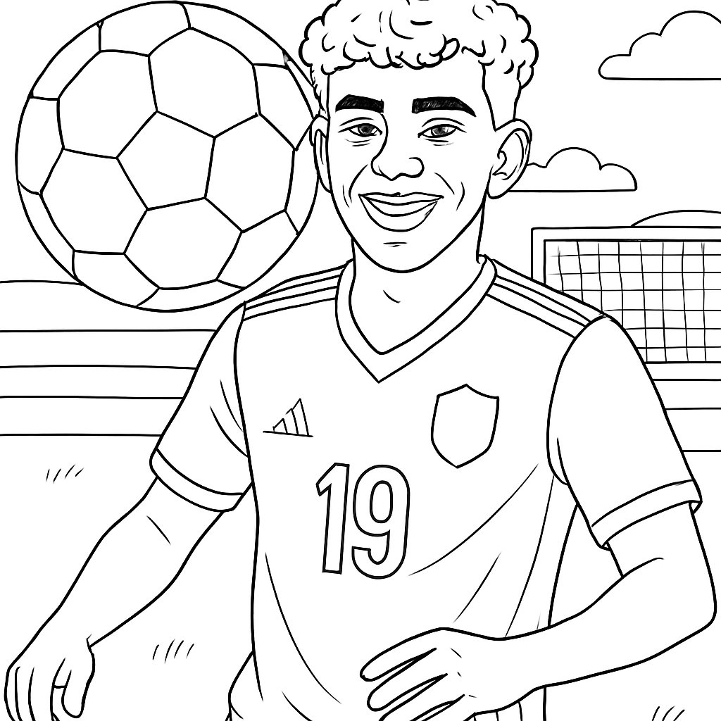 Lamine Yamal para colorear Dibujos para colorear e imprimir Lamine Yamal