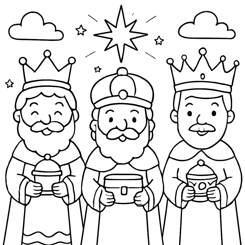 Dibujos para colorear e imprimir Los 3 Reyes Magos