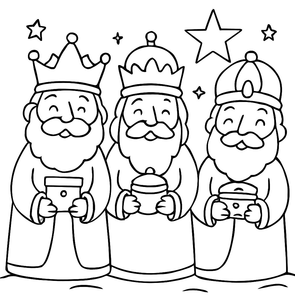 Los 3 Reyes Magos para colorear Dibujos para colorear e imprimir Los 3 Reyes Magos