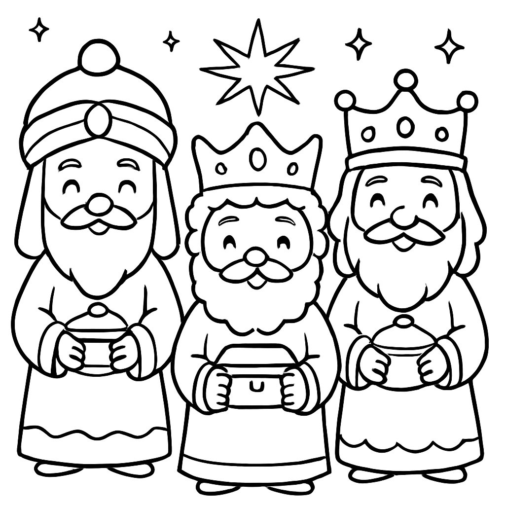 Los 3 Reyes Magos para colorear