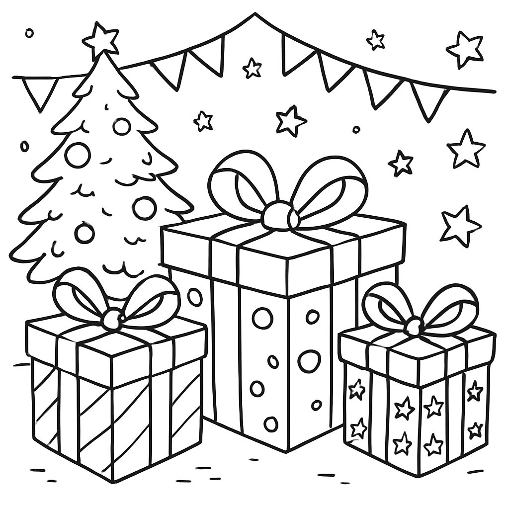 Regalos De Navidad para colorear Dibujos para colorear e imprimir Regalos De Navidad