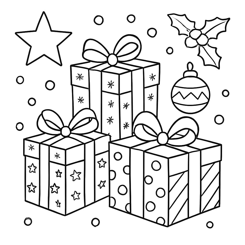 Regalos De Navidad para colorear Dibujos para colorear e imprimir Regalos De Navidad