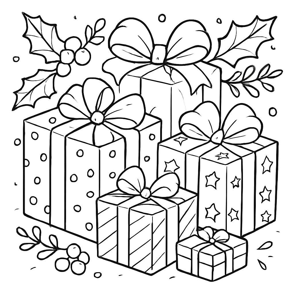 Regalos De Navidad para colorear Dibujos para colorear e imprimir Regalos De Navidad