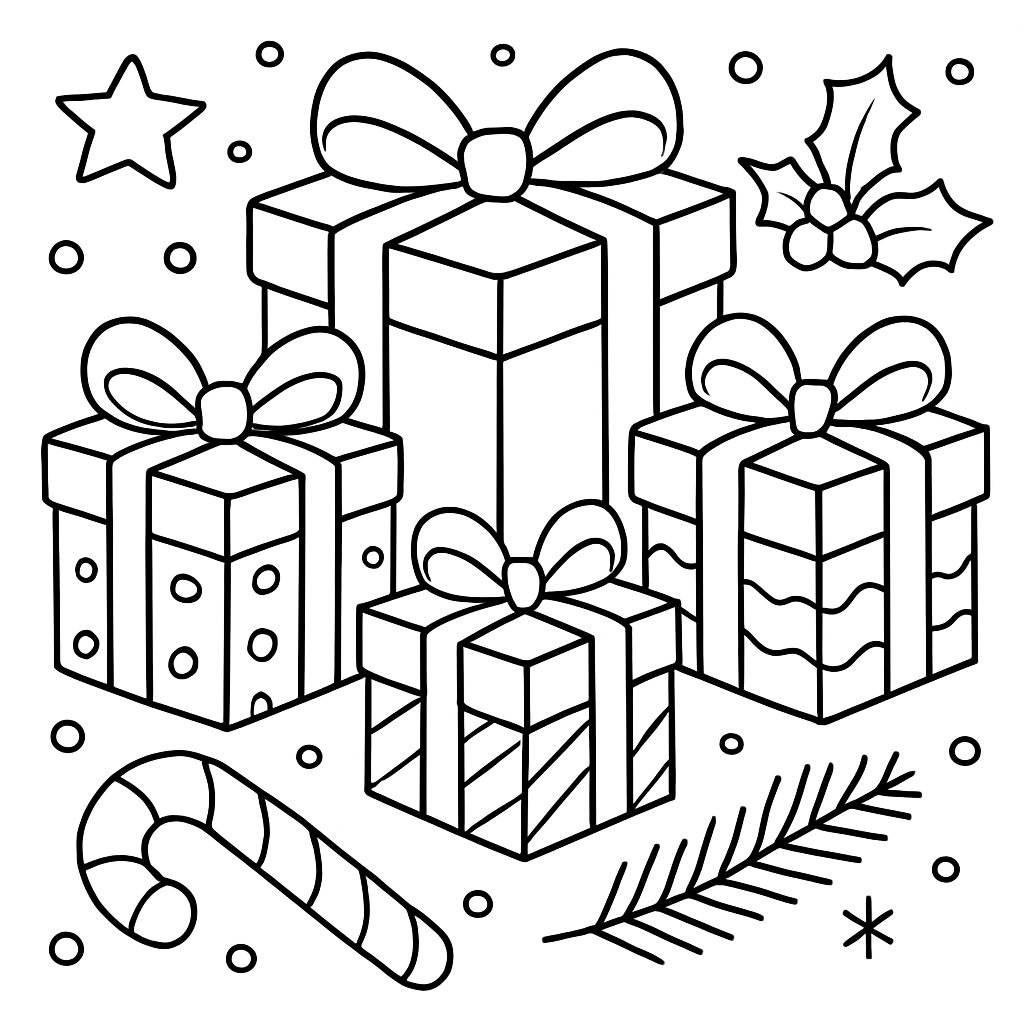 Regalos De Navidad para colorear Dibujos para colorear e imprimir Regalos De Navidad