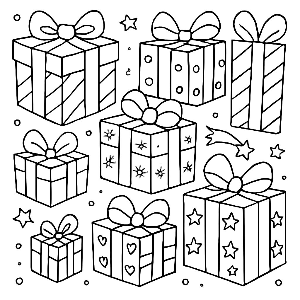 Regalos De Navidad para colorear Dibujos para colorear e imprimir Regalos De Navidad