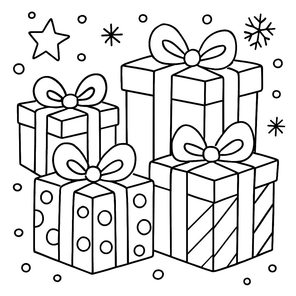 Regalos De Navidad para colorear Dibujos para colorear e imprimir Regalos De Navidad