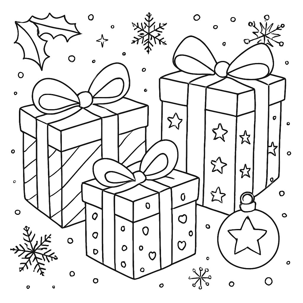 Regalos De Navidad para colorear Dibujos para colorear e imprimir Regalos De Navidad
