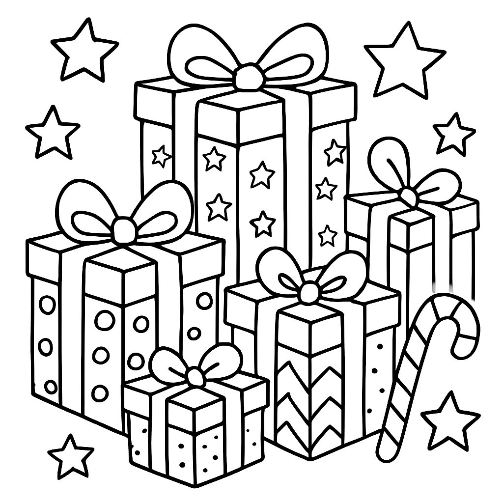 Regalos De Navidad para colorear Dibujos para colorear e imprimir Regalos De Navidad