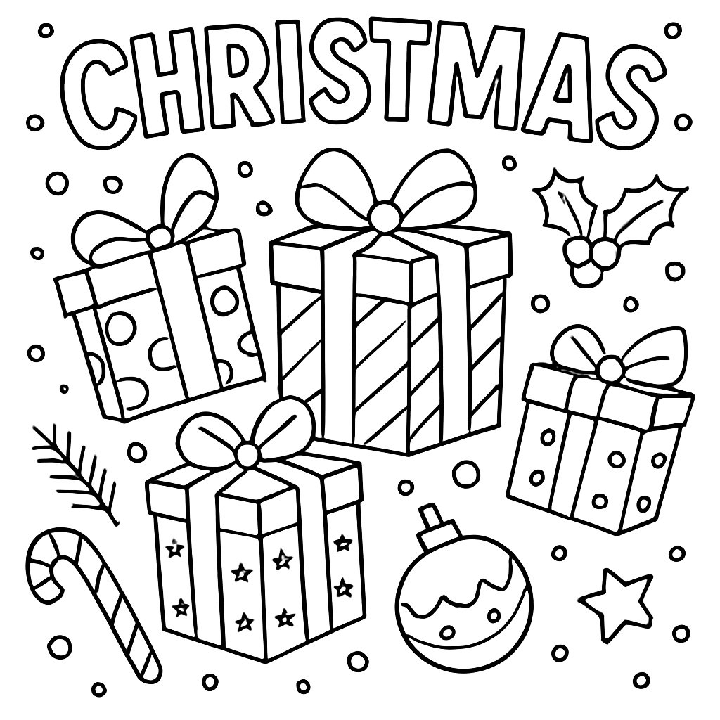 Regalos De Navidad para colorear Dibujos para colorear e imprimir Regalos De Navidad