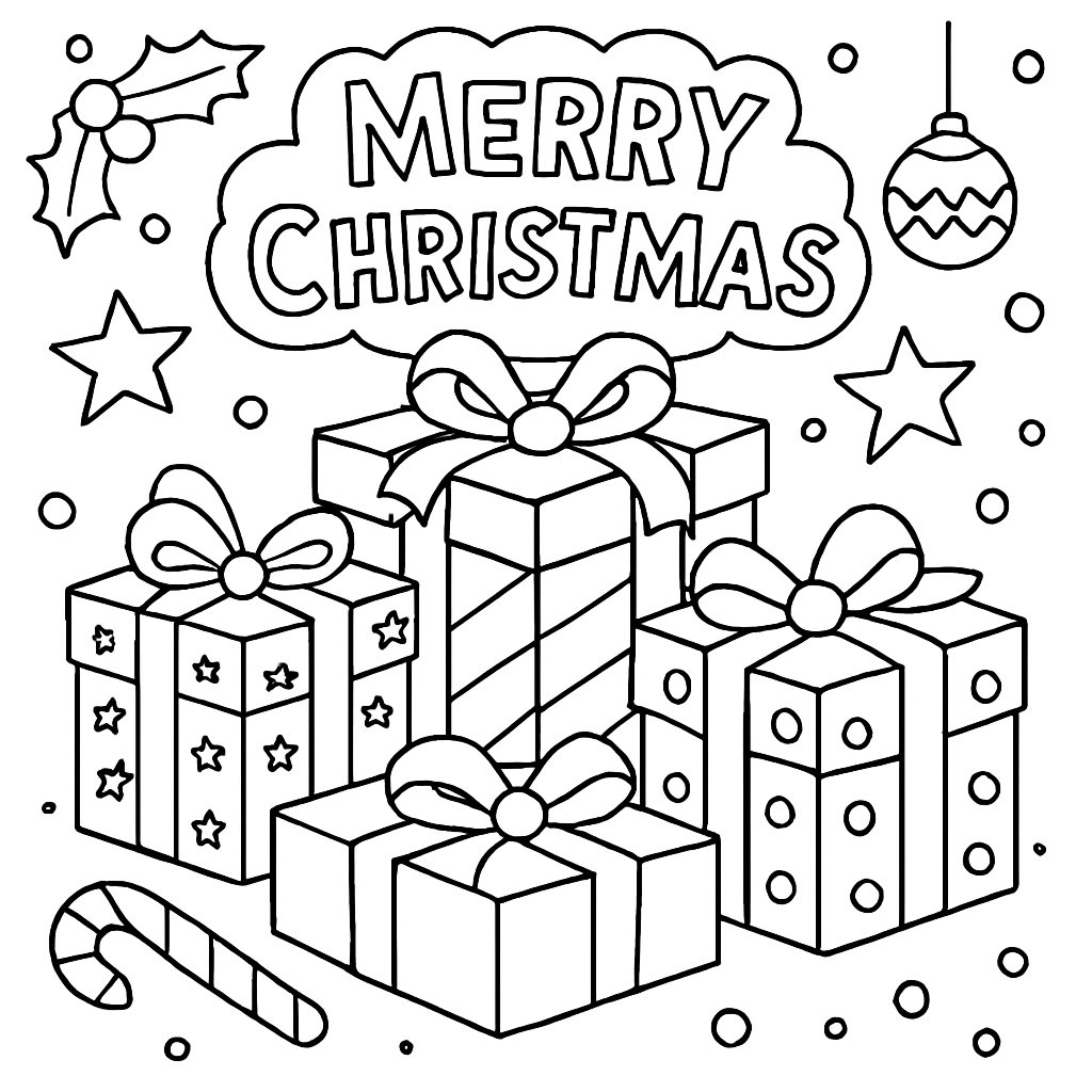 Regalos De Navidad para colorear Dibujos para colorear e imprimir Regalos De Navidad