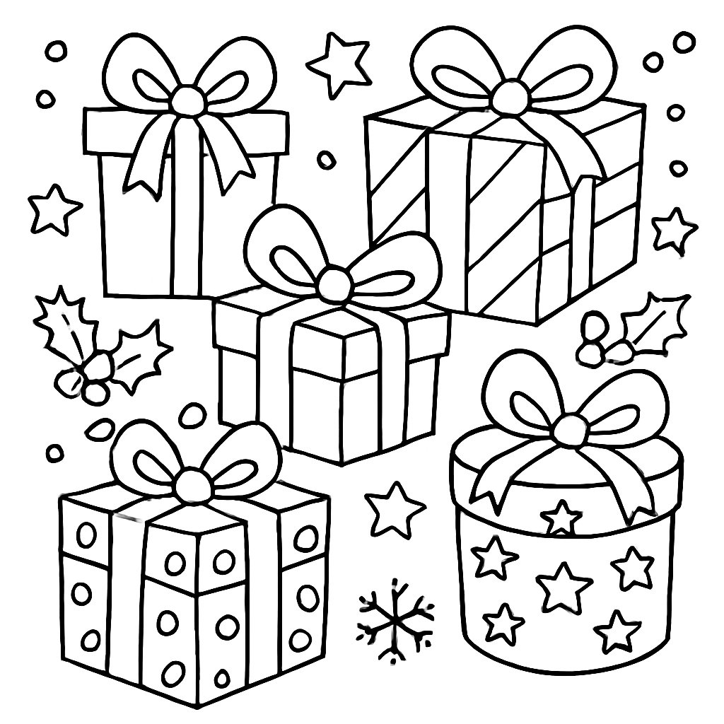 Regalos De Navidad para colorear Dibujos para colorear e imprimir Regalos De Navidad