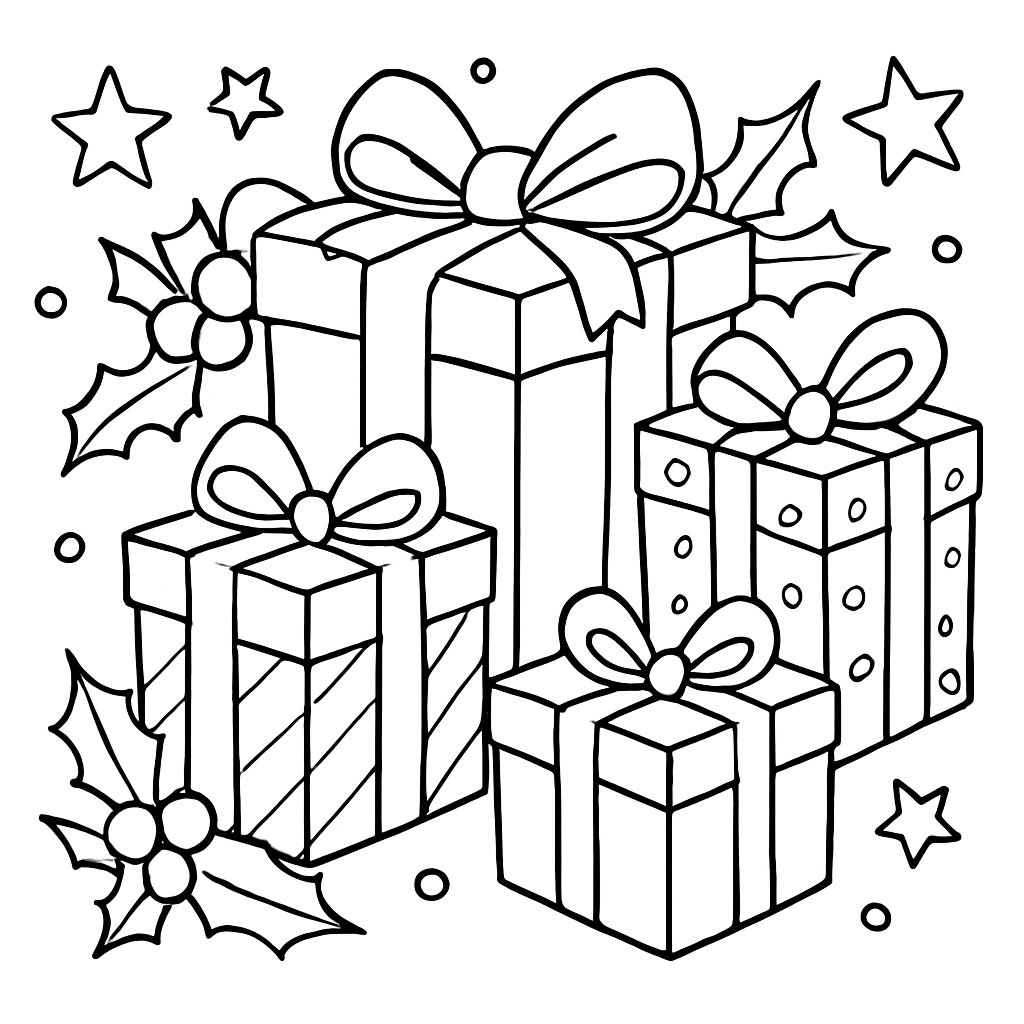 Regalos De Navidad para colorear Dibujos para colorear e imprimir Regalos De Navidad