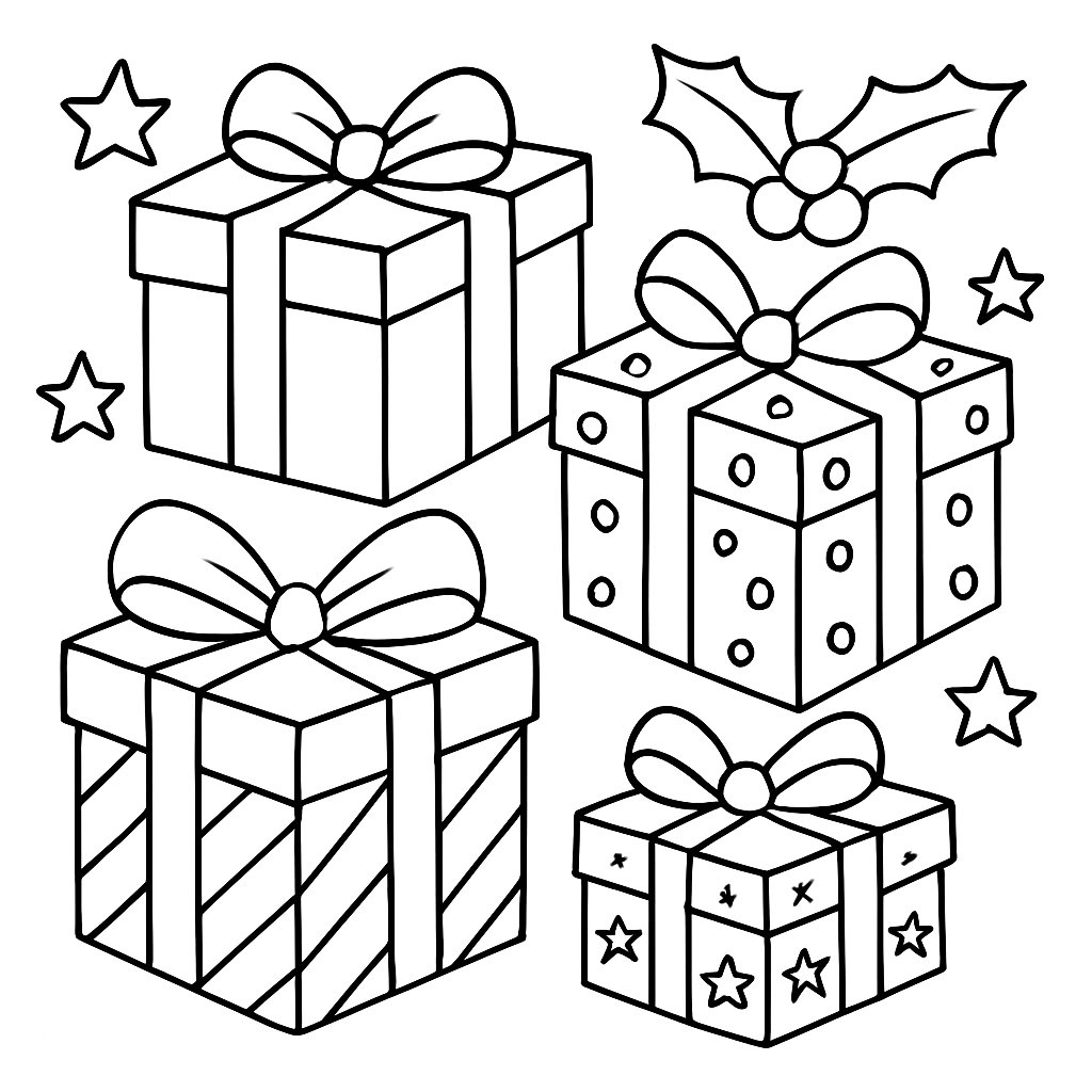 Regalos De Navidad para colorear Dibujos para colorear e imprimir Regalos De Navidad