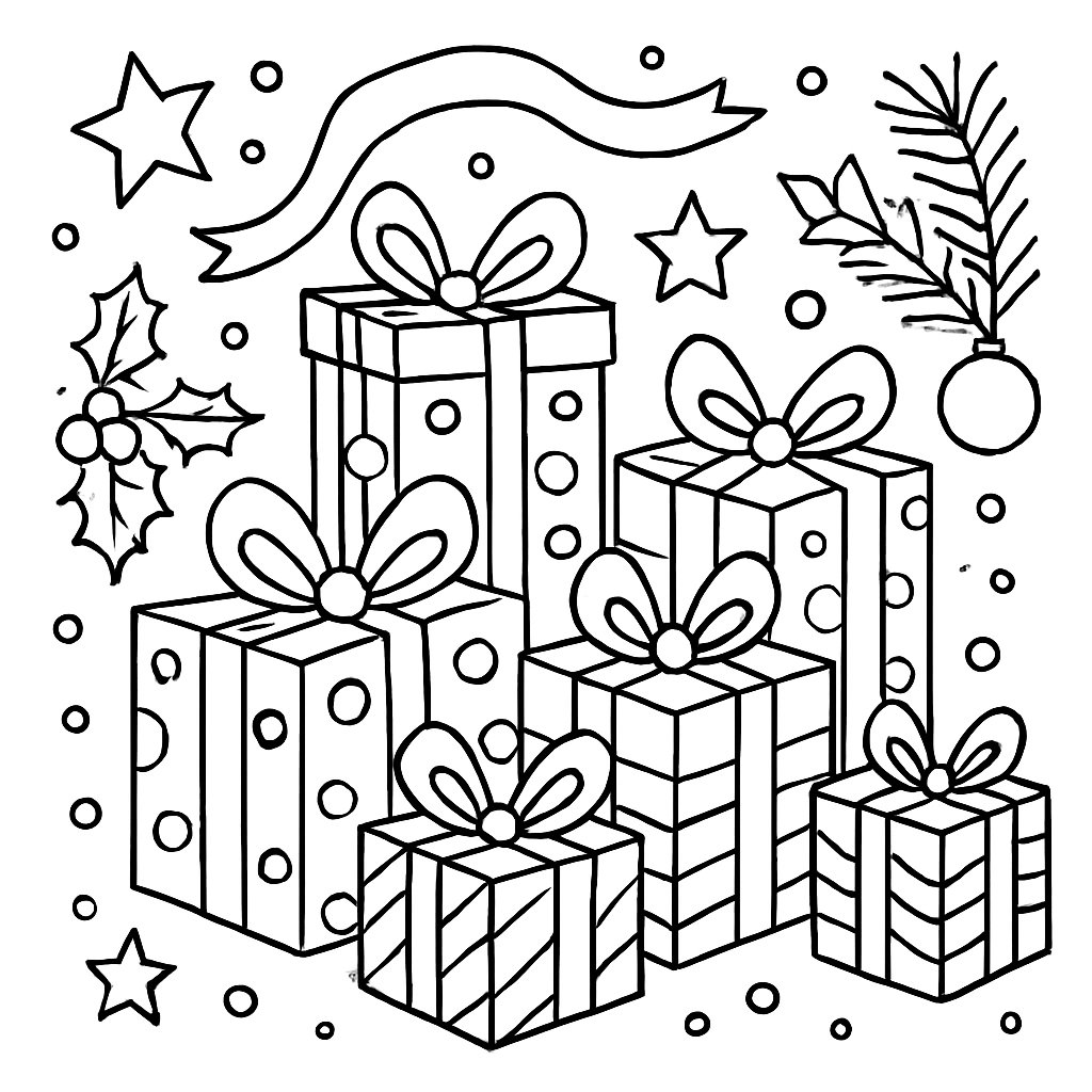 Regalos De Navidad para colorear Dibujos para colorear e imprimir Regalos De Navidad