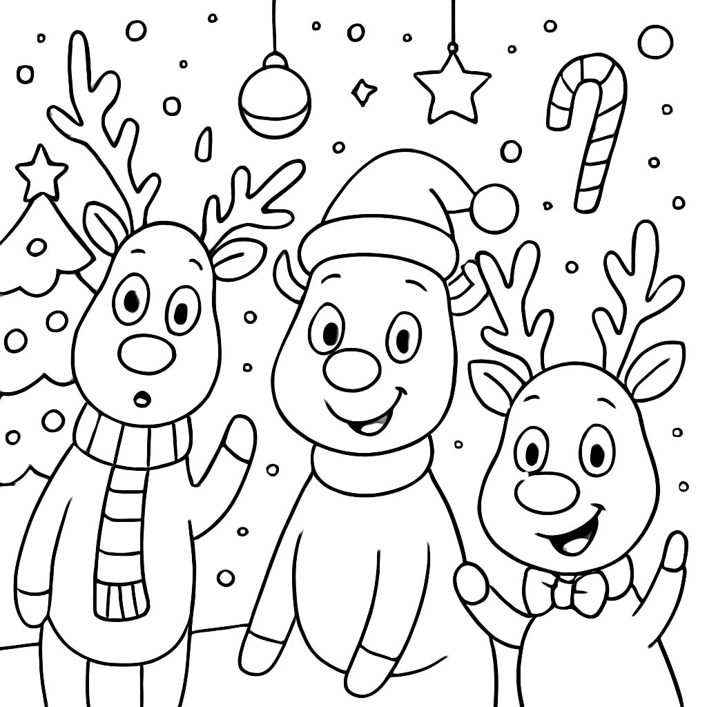 Renos De Navidad para colorear Dibujos para colorear e imprimir Renos De Navidad