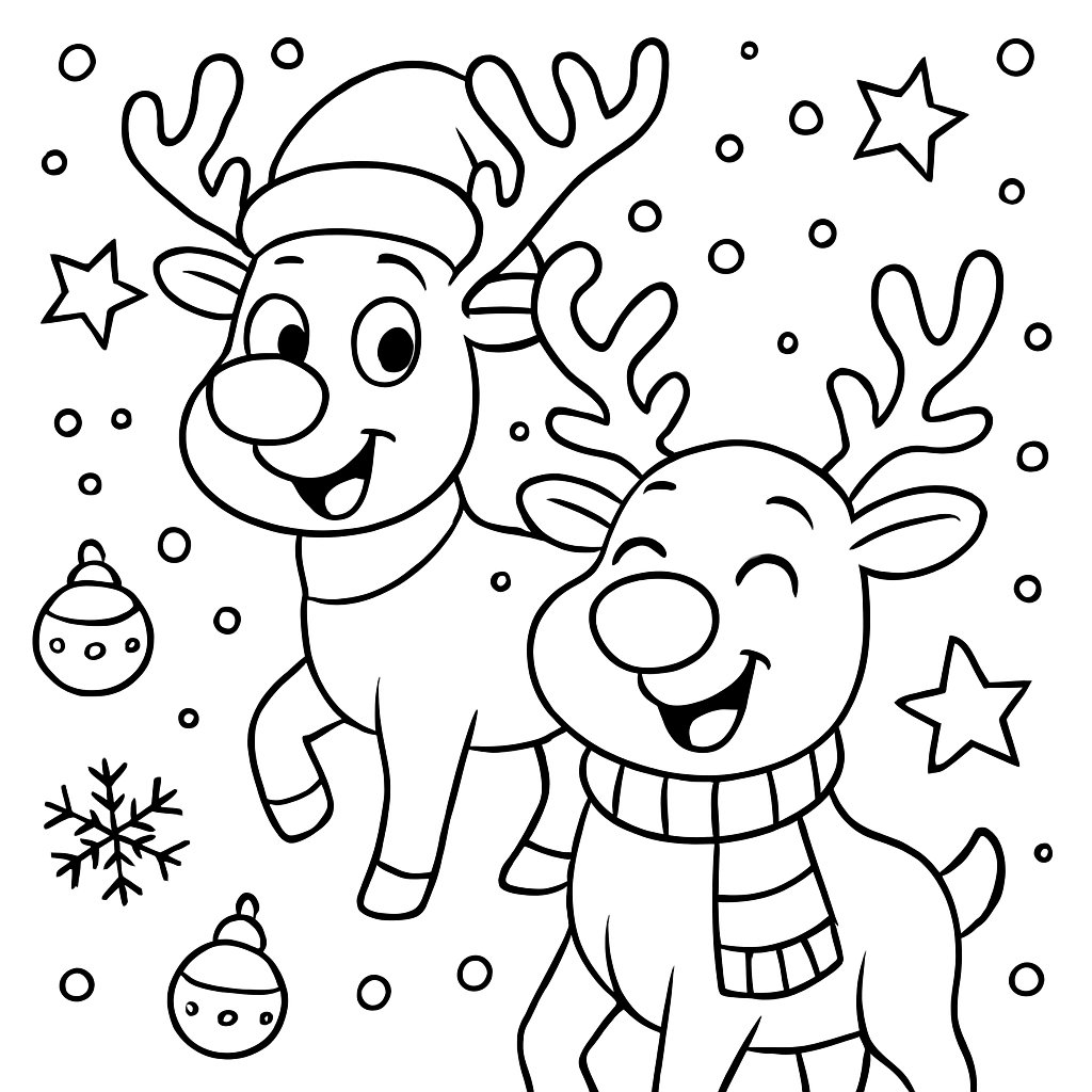 Renos De Navidad para colorear Dibujos para colorear e imprimir Renos De Navidad