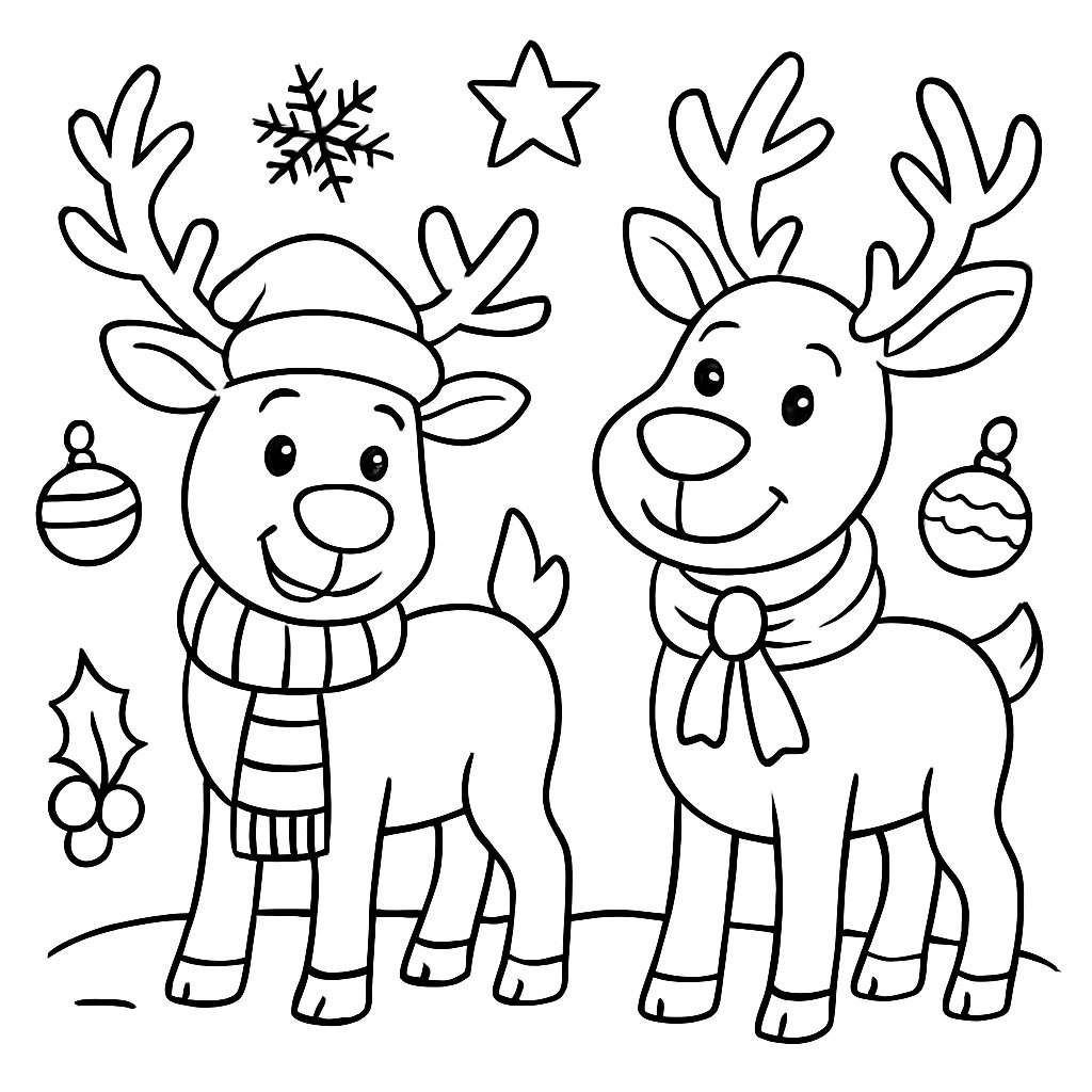 Renos De Navidad para colorear Dibujos para colorear e imprimir Renos De Navidad