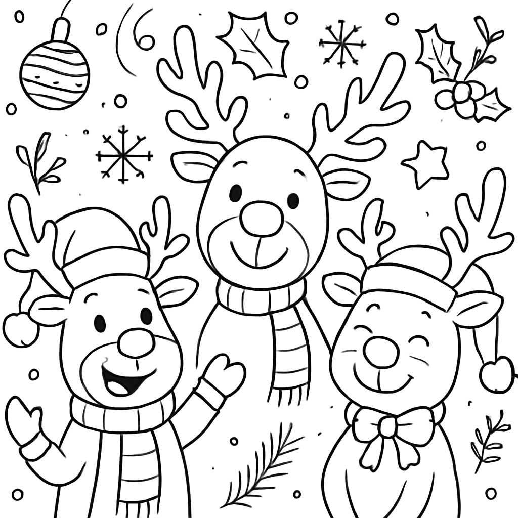 Dibujos para colorear e imprimir Renos De Navidad