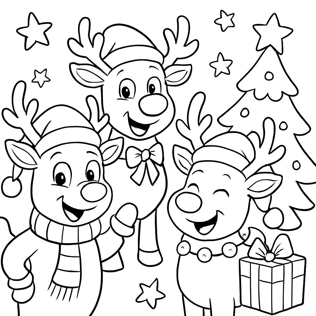 Dibujos para colorear e imprimir Renos De Navidad