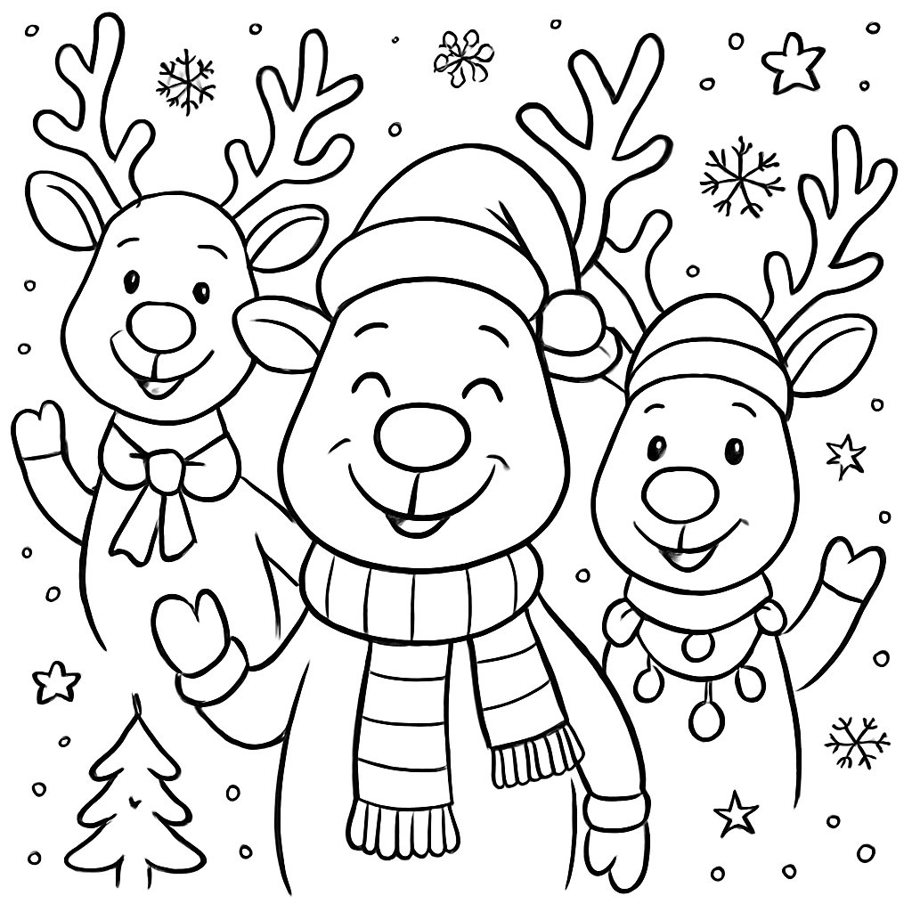 Dibujos para colorear e imprimir Renos De Navidad