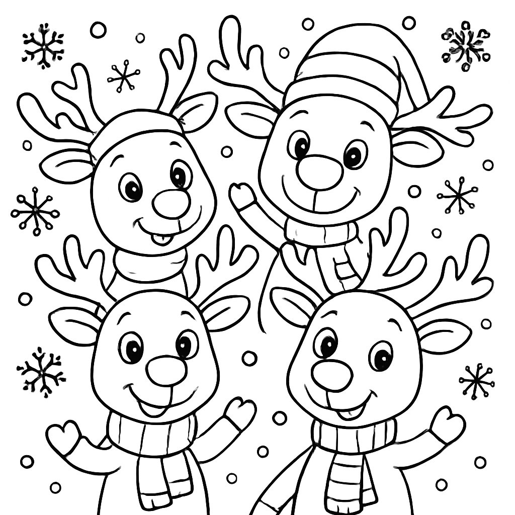 Dibujos para colorear e imprimir Renos De Navidad