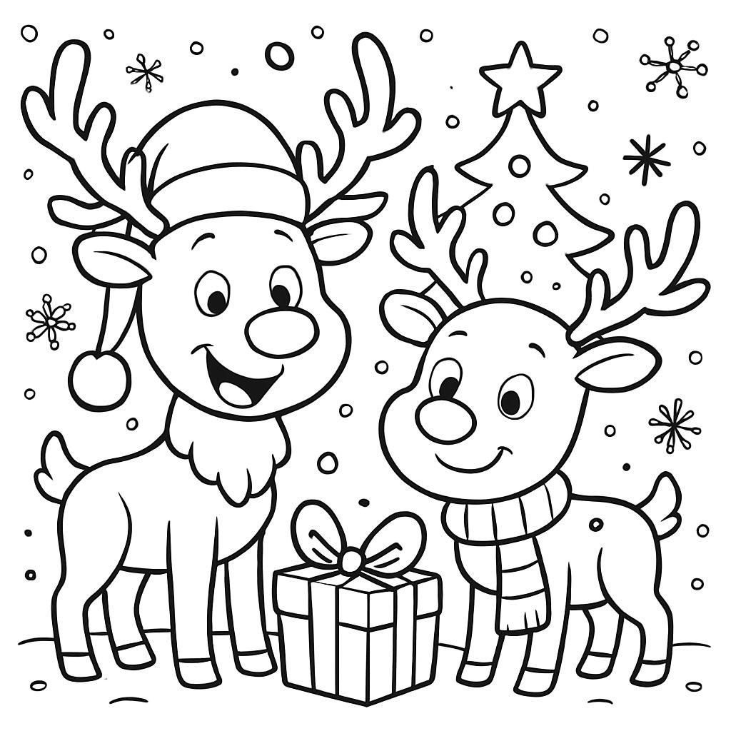 Dibujos para colorear e imprimir Renos De Navidad