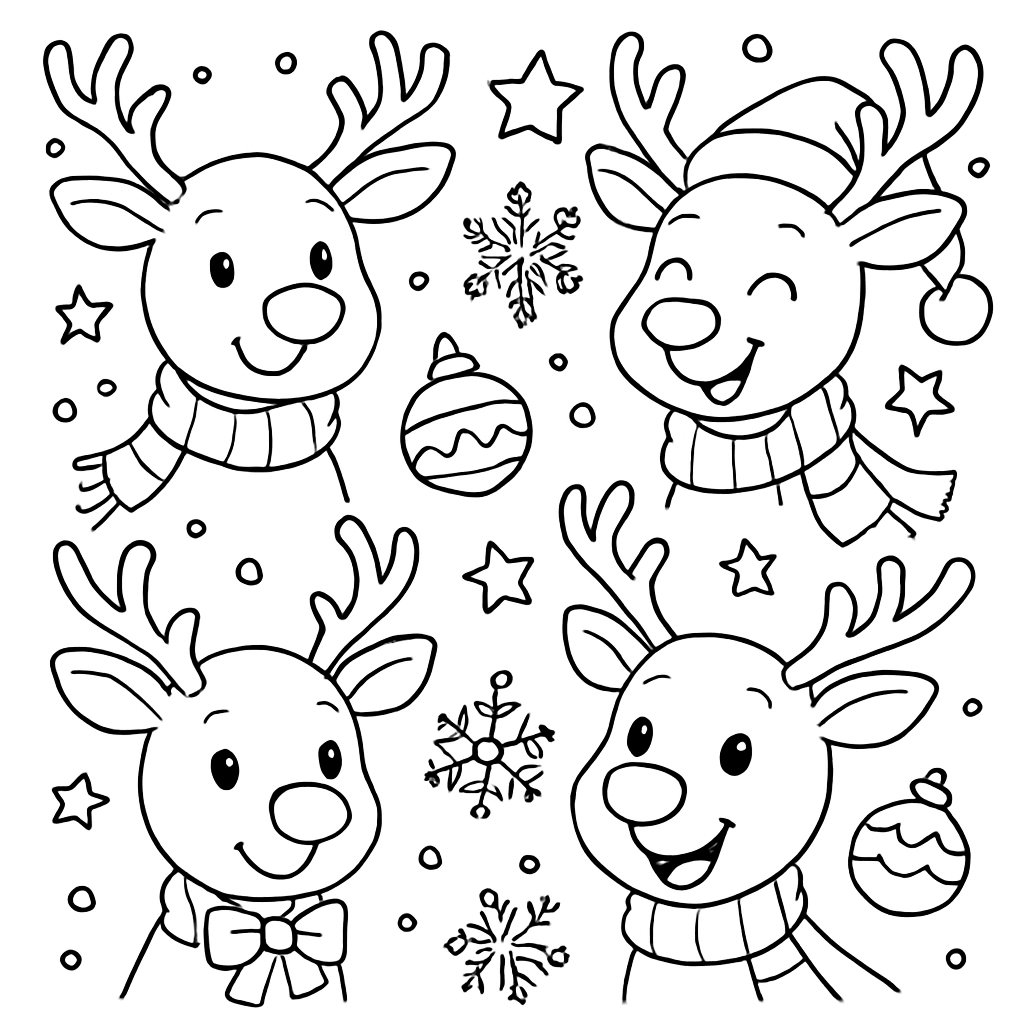 Dibujos para colorear e imprimir Renos De Navidad