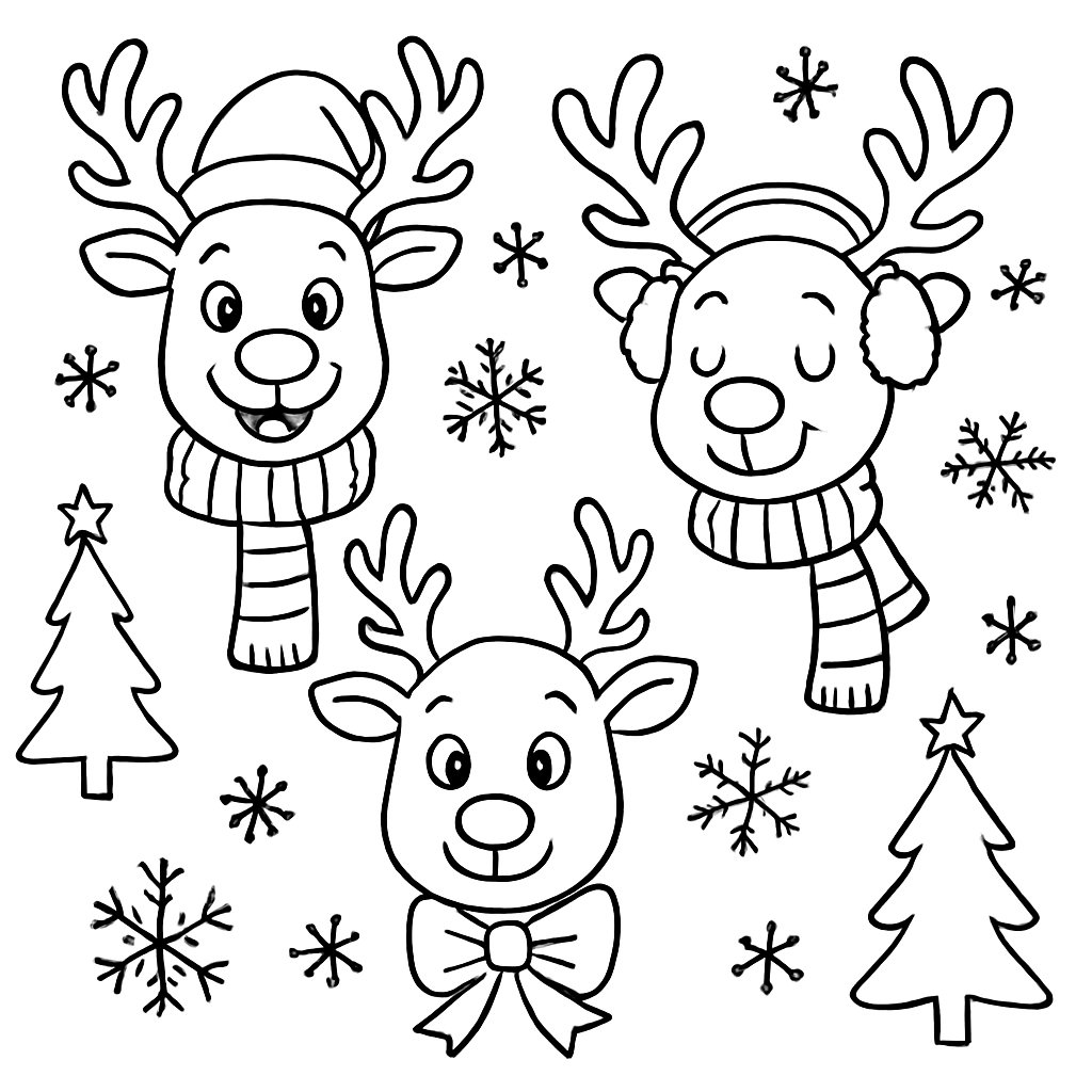Dibujos para colorear e imprimir Renos De Navidad