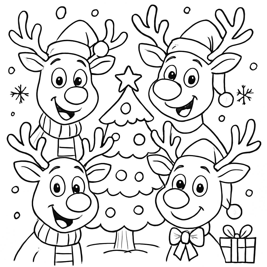 Dibujos para colorear e imprimir Renos De Navidad