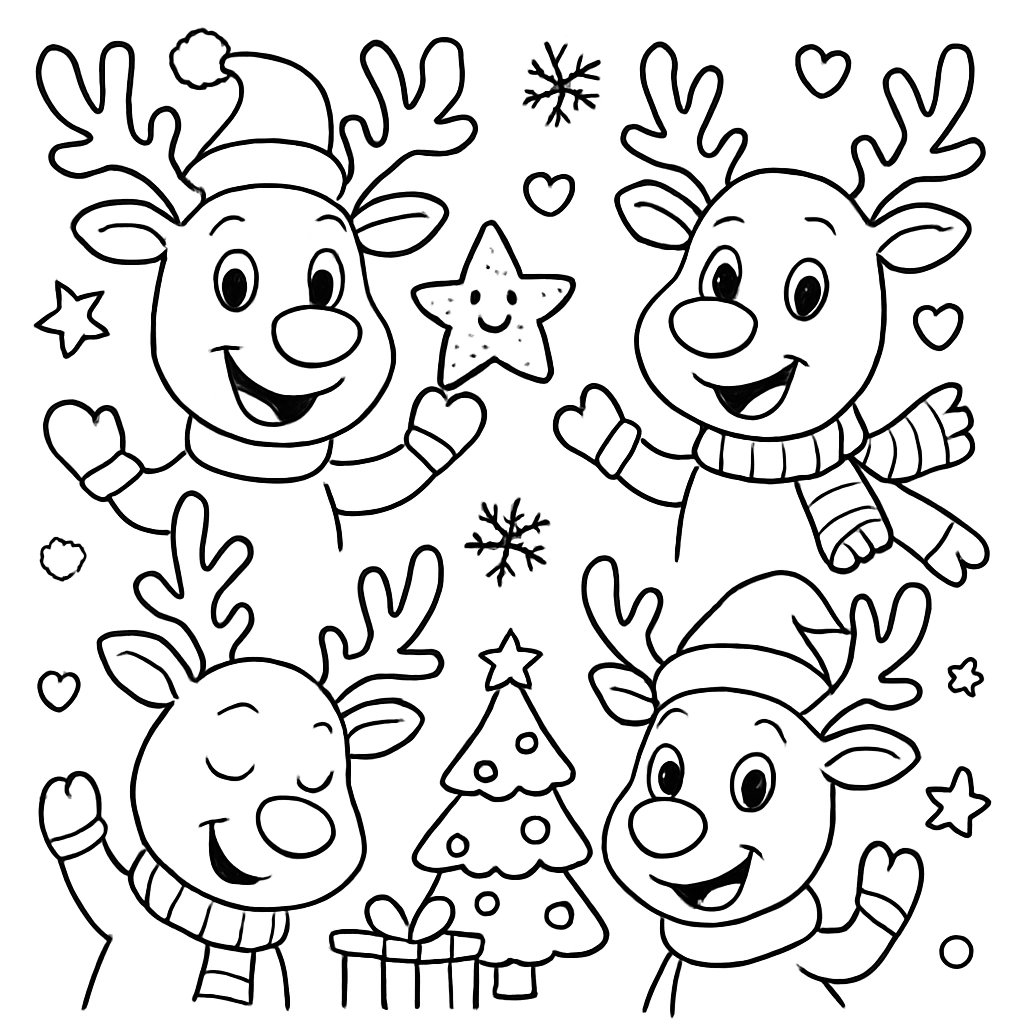 Dibujos para colorear e imprimir Renos De Navidad