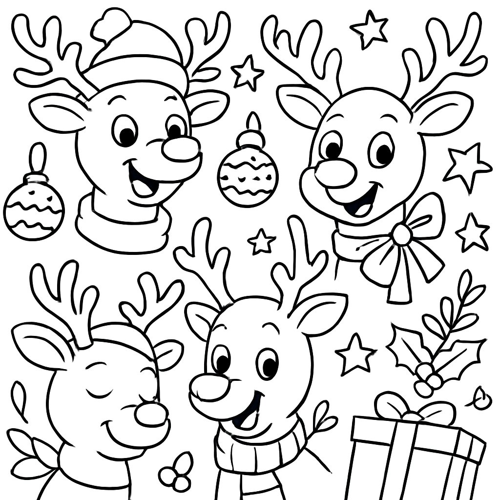 Renos De Navidad para colorear Dibujos para colorear e imprimir Renos De Navidad
