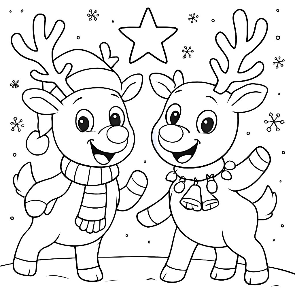 Renos De Navidad para colorear Dibujos para colorear e imprimir Renos De Navidad