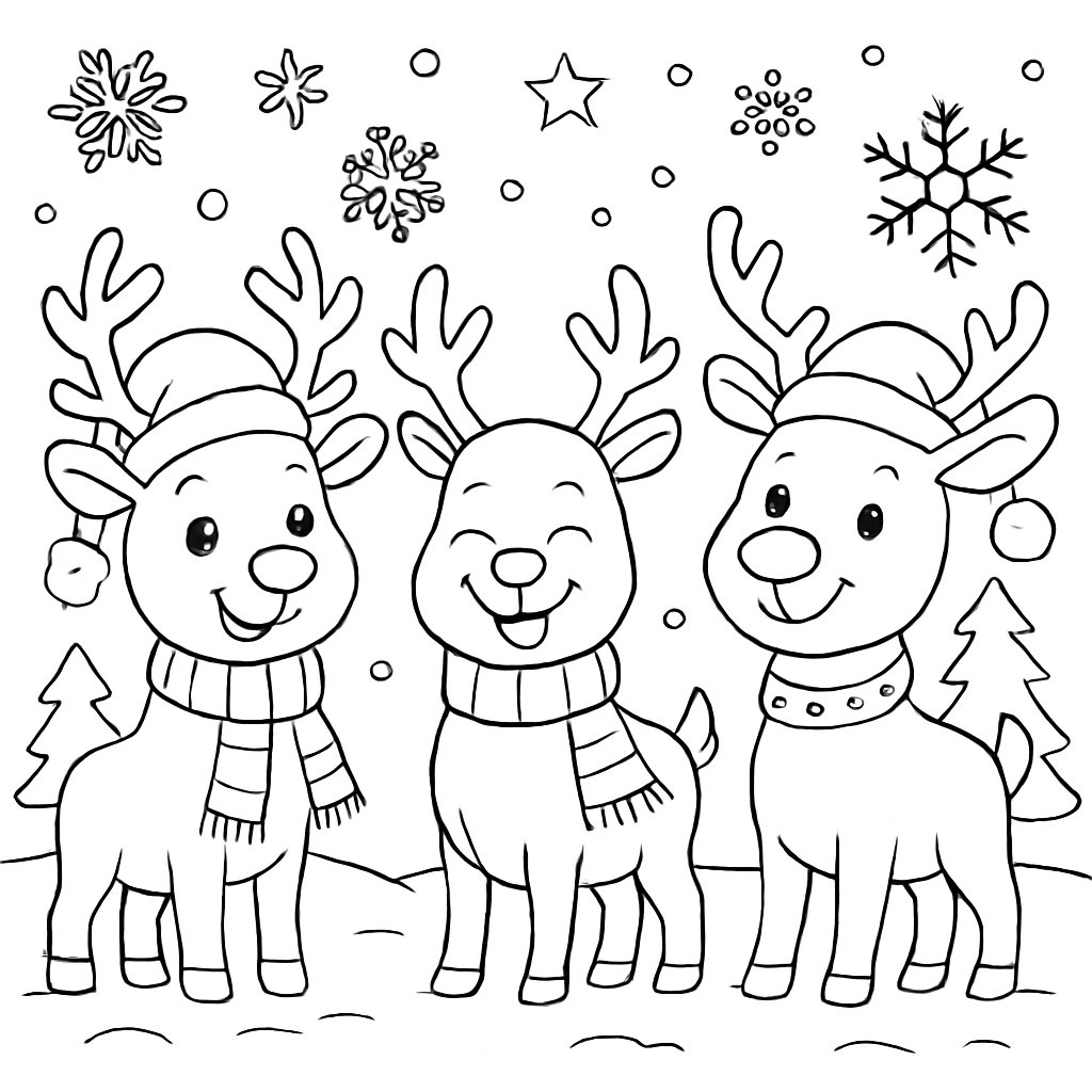Renos De Navidad para colorear Dibujos para colorear e imprimir Renos De Navidad