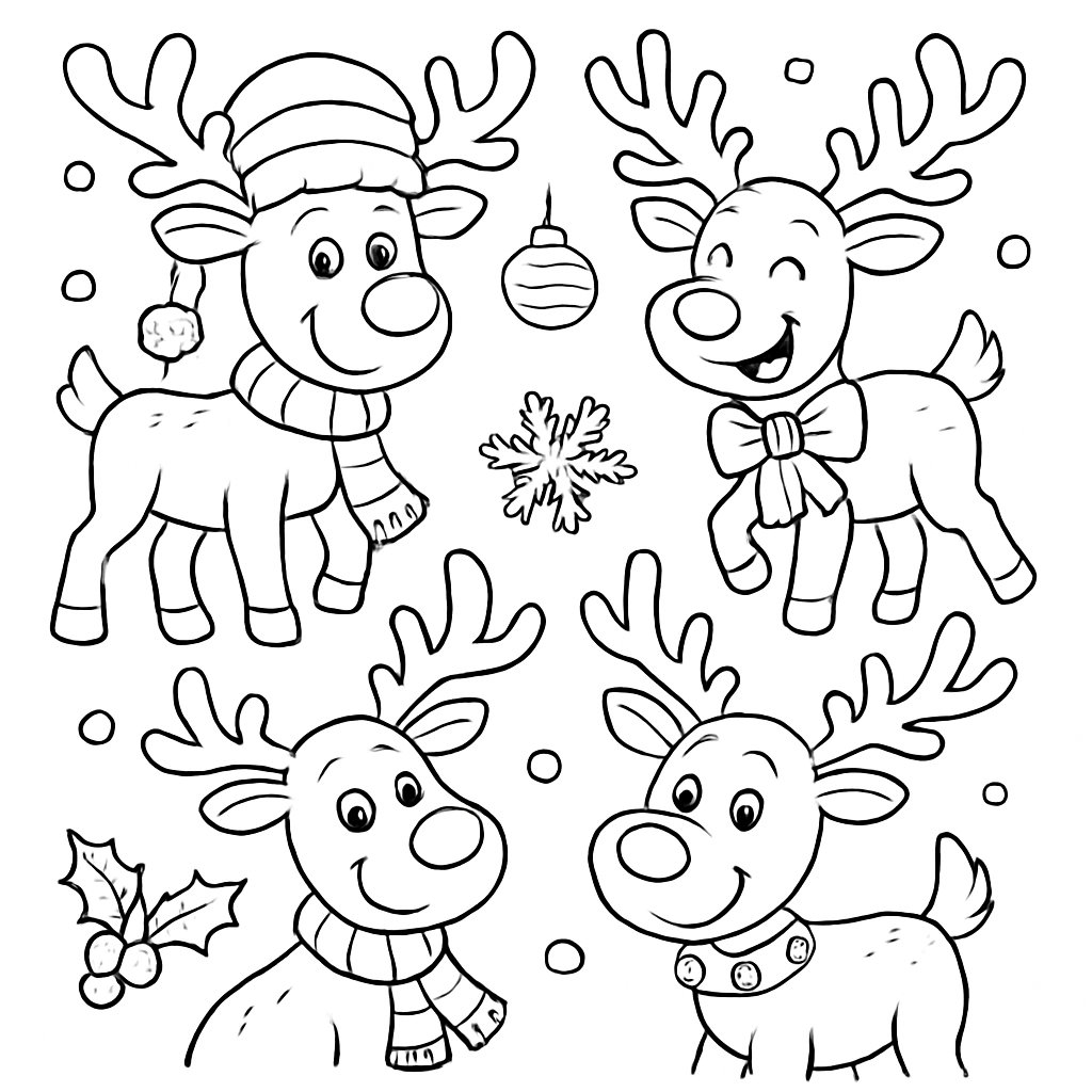 Dibujos para colorear e imprimir Renos De Navidad